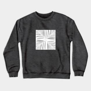 Geometric palm leaves silver grey on  white, leaves, tropical , fall,  TeePublic Crewneck Sweatshirt